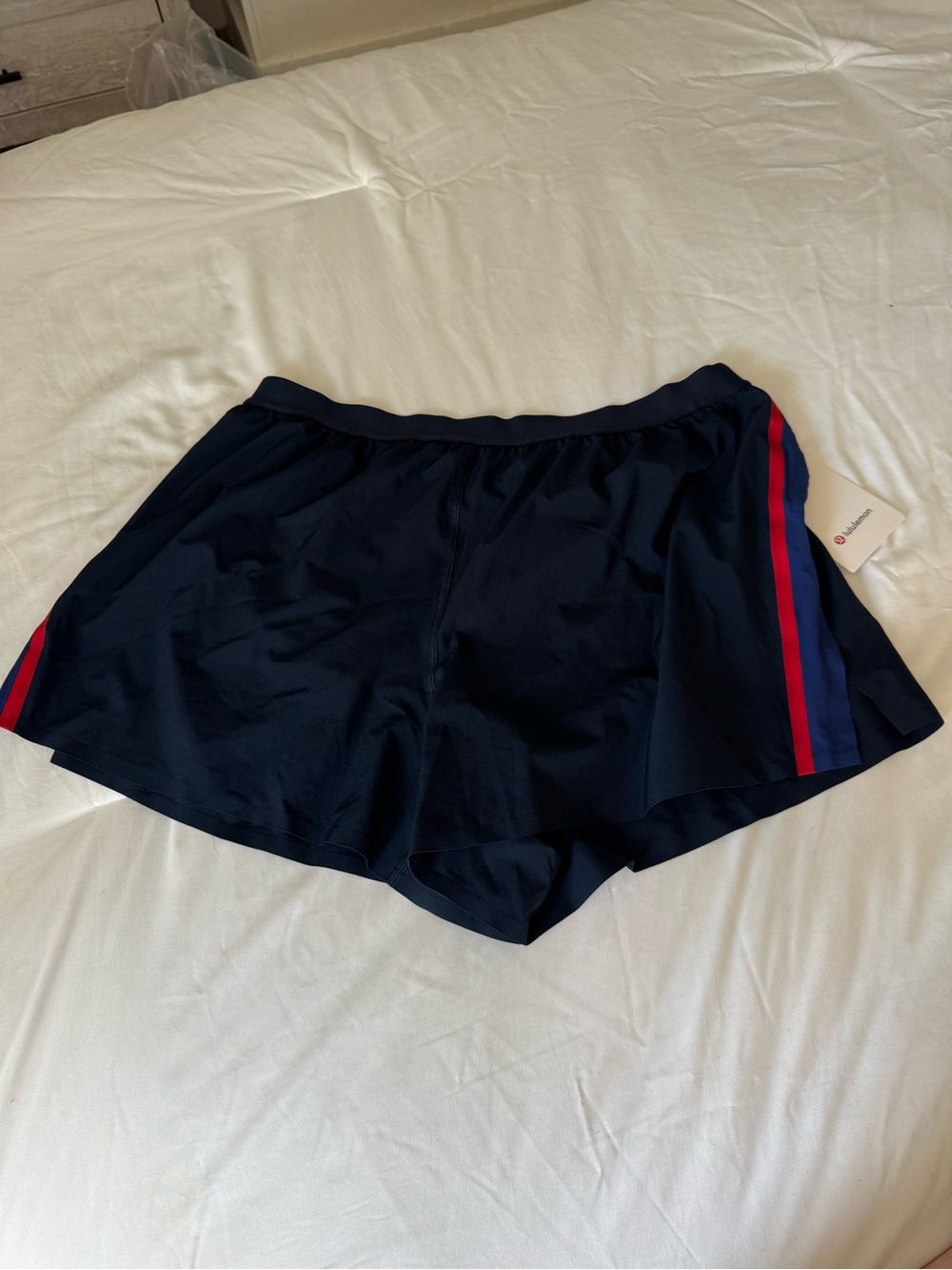 Lululemon High Rise Split Short 3” *Stripes - True Navy/Club Blue/Oxford Red